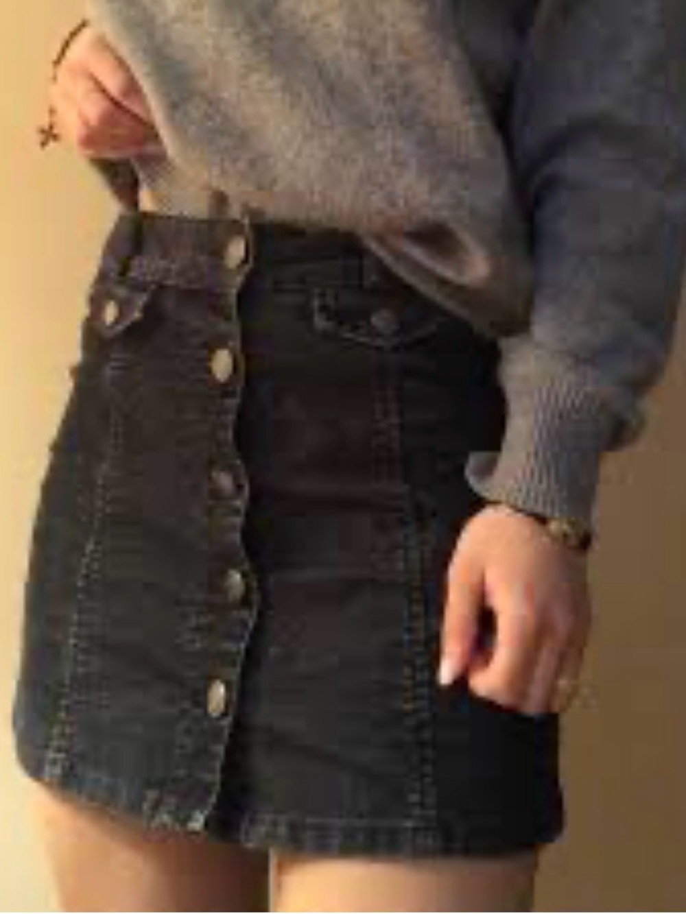 BDG (Urban outfitters) blue corduroy mini button front skirt size M